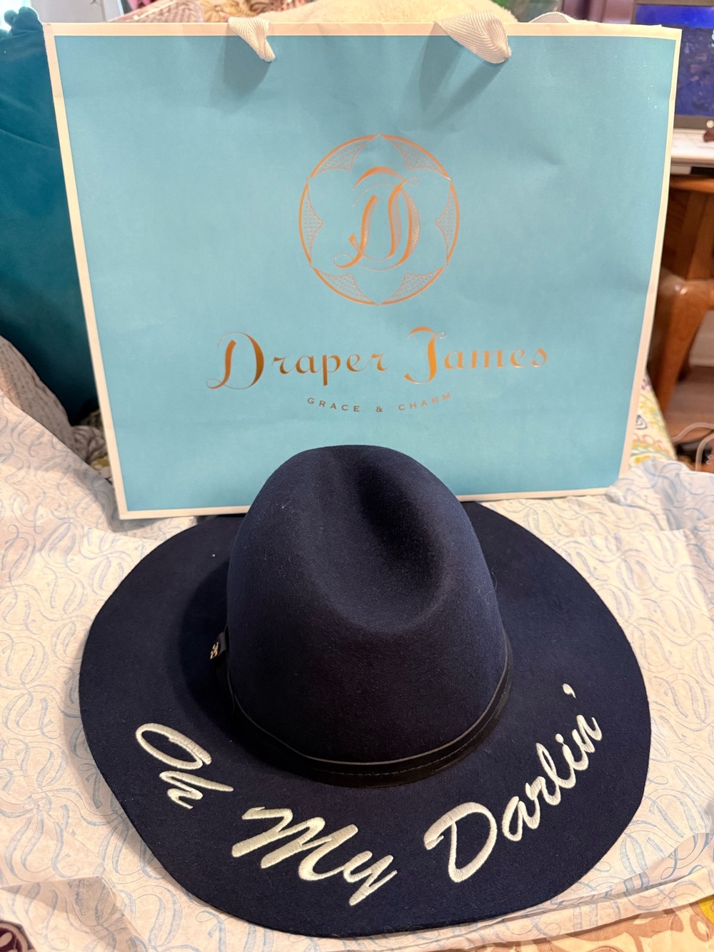Draper James Navy Wool Hat - 'Oh My Darlin'
